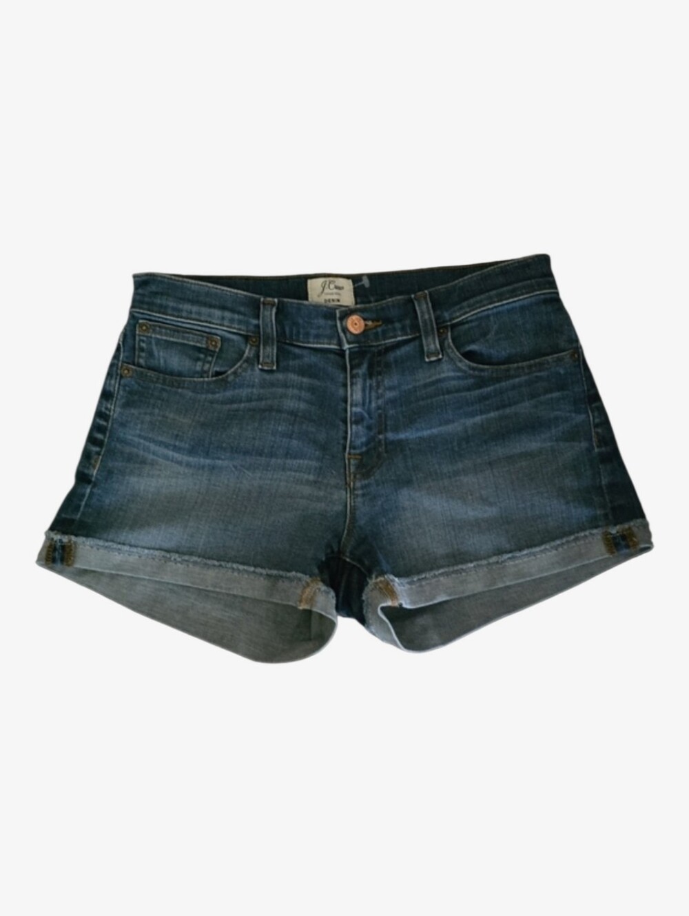 J. Crew Shorts Women's Size 4 Blue Washed Denim Jean Short Rolled Frayed Hem